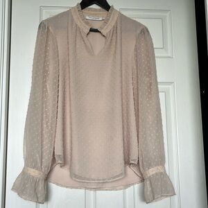 CONTEMPORAINE | Beige Swiss Dots Blouse Sz L